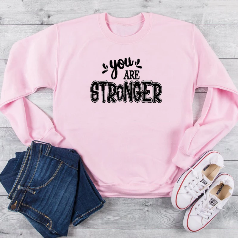You are strong feministe Женская мода забавная Цитата толстовка с рисунком Чистый хлопок молодой уличный стиль пуловеры винтажный художественный Топ