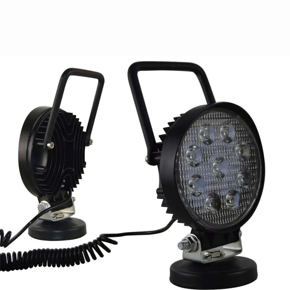 Auxtings 4in 4'' Portable 27W Round Spotlight Magnetic Base Led Work Light Car Truck Driving Offroad 4WD 4x4 SUV ATV 12V 24V