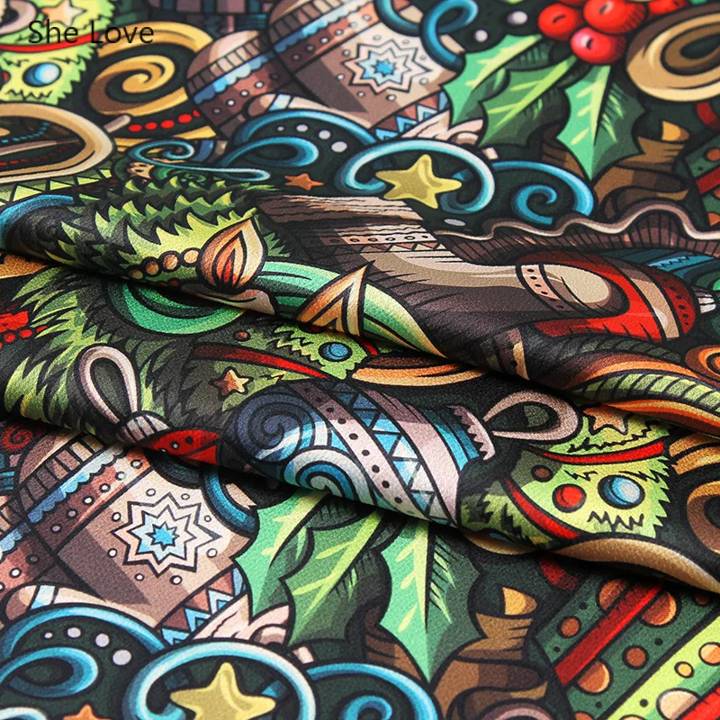 She Love год атласная Набивная Ткань Домашний текстиль шарф на подкладке набивная швейная ткань для платья одежда Сделай Сам ручной работы ремесло