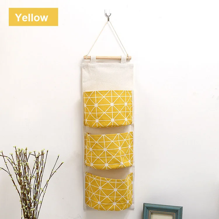 Yellow Милые настенные Висячие мешочки, висячие Сумки с хлопковой нитью, многослойный кронштейн, косметическая полка, корзина для хранения ювелирных изделий, Органайзер - Цвет: Yellow