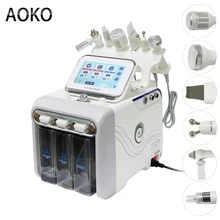 Aoko atualizar 6 em 1 oxigênio hidrogênio pequena bolha rf beleza instrumento dermabrasion dispositivo de levantamento de rosto purificador da pele facial spa