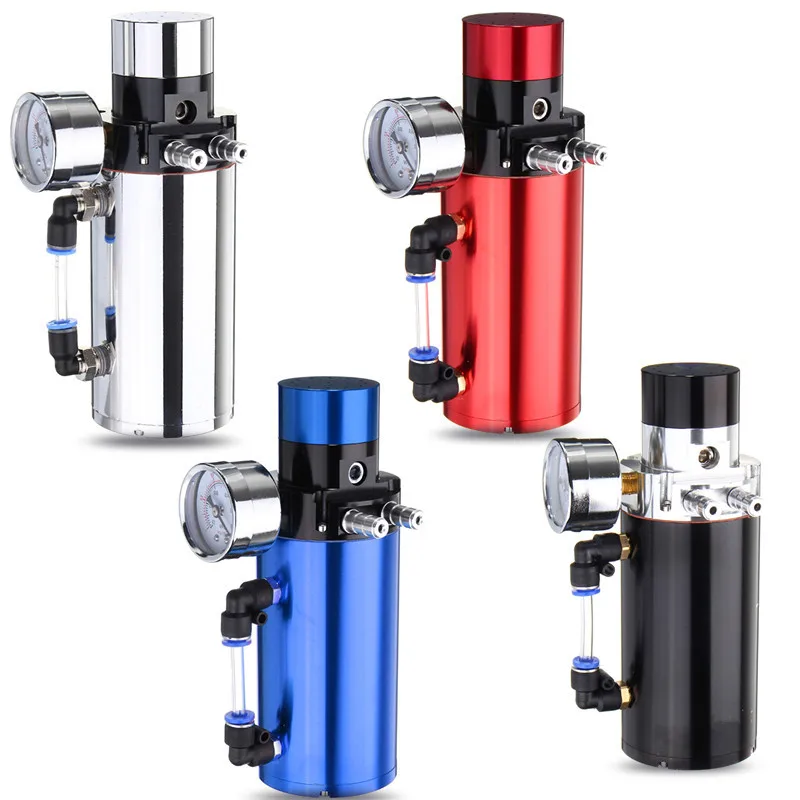 

NEW 4 Colors Universal Aluminum Engine Oil Catch Reservoir Breather Tank Can With Vacuum Pressure Gauge Oil Catch Tank Can