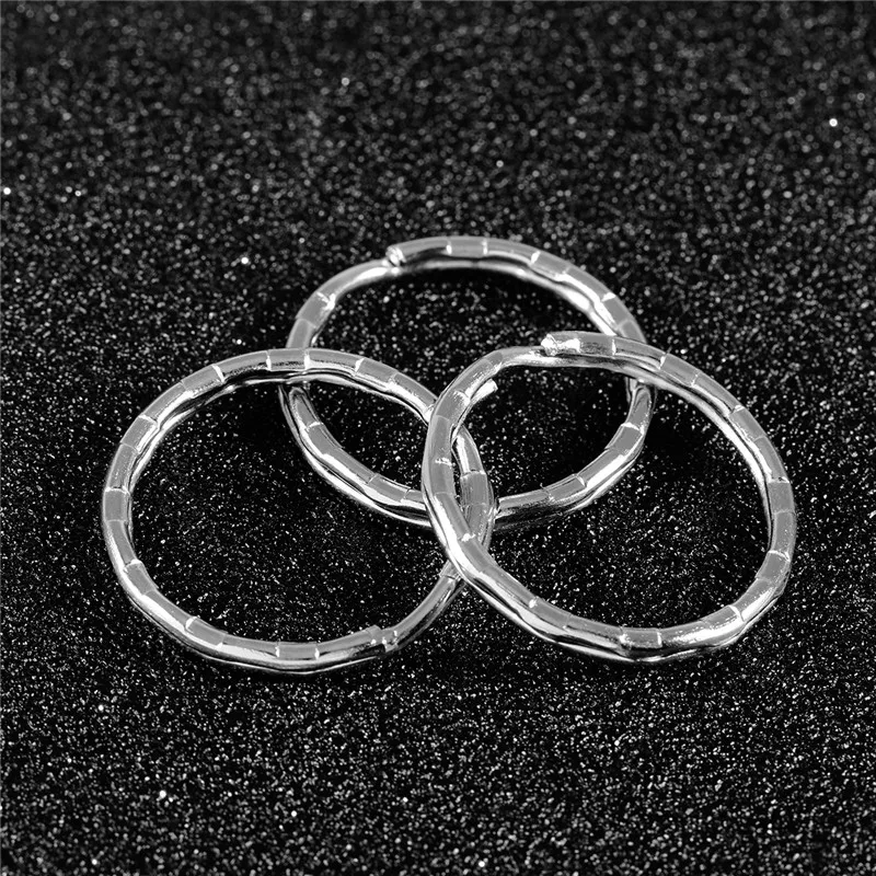 30pcs Wholesale Stainless Steel Hole Key Ring Key Chain Rhodium Plated Bump Round Split Keychains DIY Jewelry Making  20 25 30mm