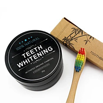 

Teeth Whitening Powder With Toothbrush Natural Organic Activated Charcoal Bamboo Toothpaste Teeth Whitening Kit(1 kit)