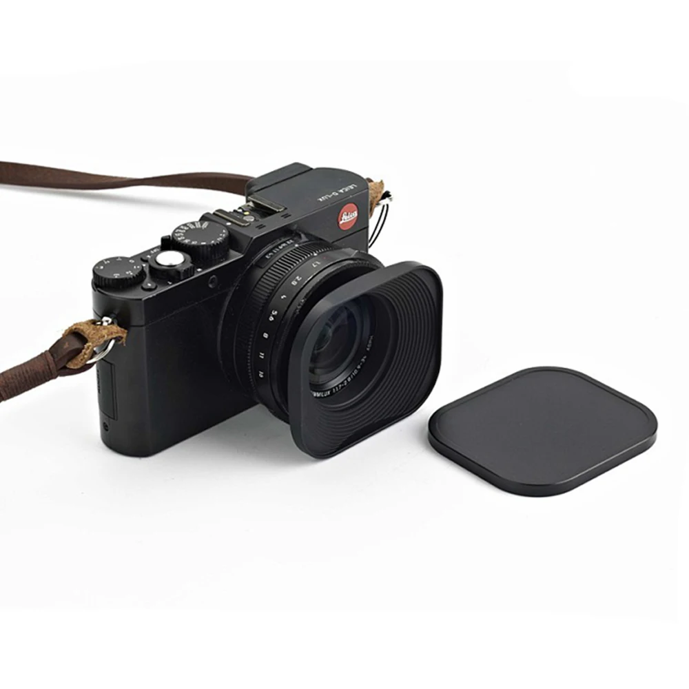 Quadrado de Metal Hood com Cap para Canon Universal Milímetros Alumínio Screw-in Montagem Lens Nikon Sony Fuji Lente Leica Voigtlander 43mm 43 Cnc