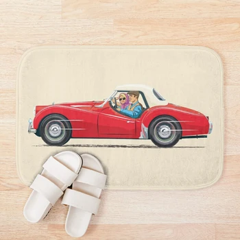 

Triumph TR3a in Signal Red with white factory hard top Bath Mat Bathroom Bath Mat Set Mirrofiber Cartoon Bath Rug Set