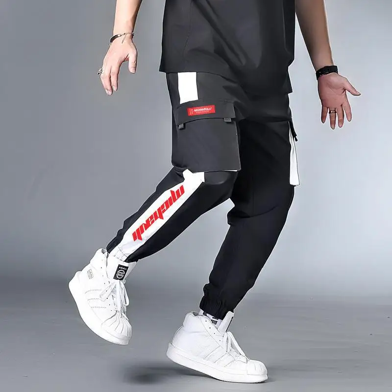 Large Plus Size 5XL 6XL 7XL Mens Cargo Pants Female Splice Drawstring Boys Loose Man Harem Pants Slacks Large Cropped Trousers 5
