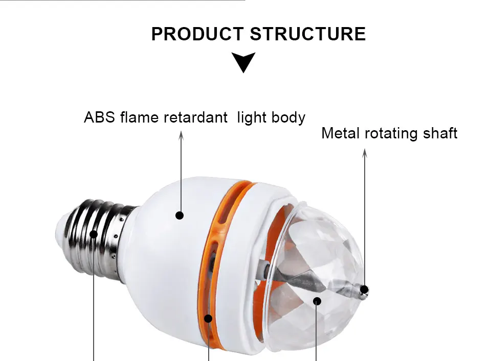 E27 RGB Lamp LED Bulb AC 85V-265V Auto Rotating 220V 110V  Christmas Colorful LEDs Lamp Party Effect LED Disco Magic Ball Lights (5)
