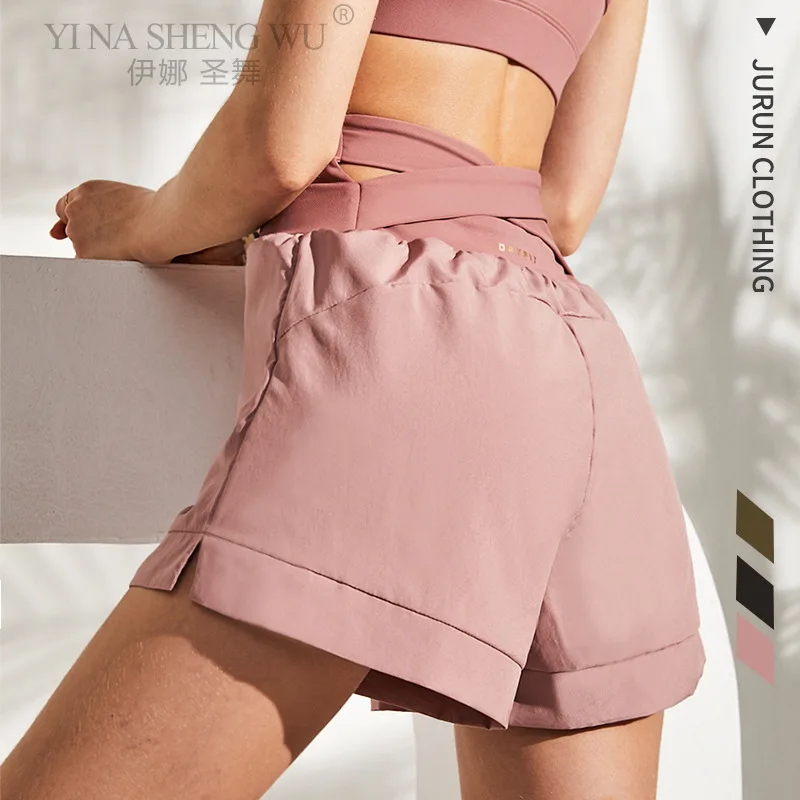 

Летние Новые шорты с высокой талией для спортзала и бега, женские быстросохнущие шорты 2 в 1 для фитнеса и тренировок, свободные шорты для йоги, спортивная одежда