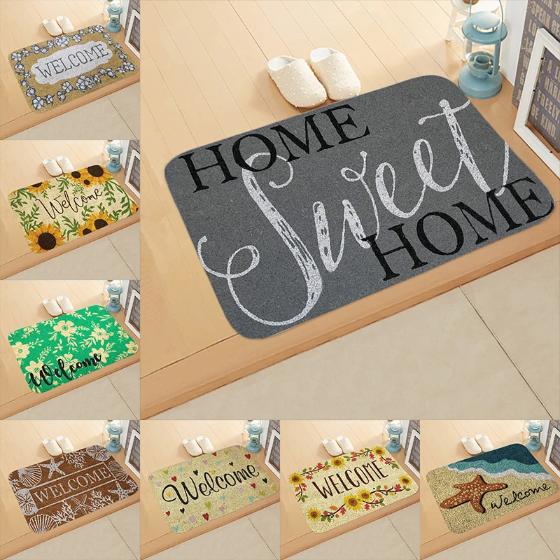 Welcome Letter Print Doormats Rectangle Non-Slip Door Mat Bedroom Kitchen Entrance Mats Rug Floor Home Decor | Дом и сад