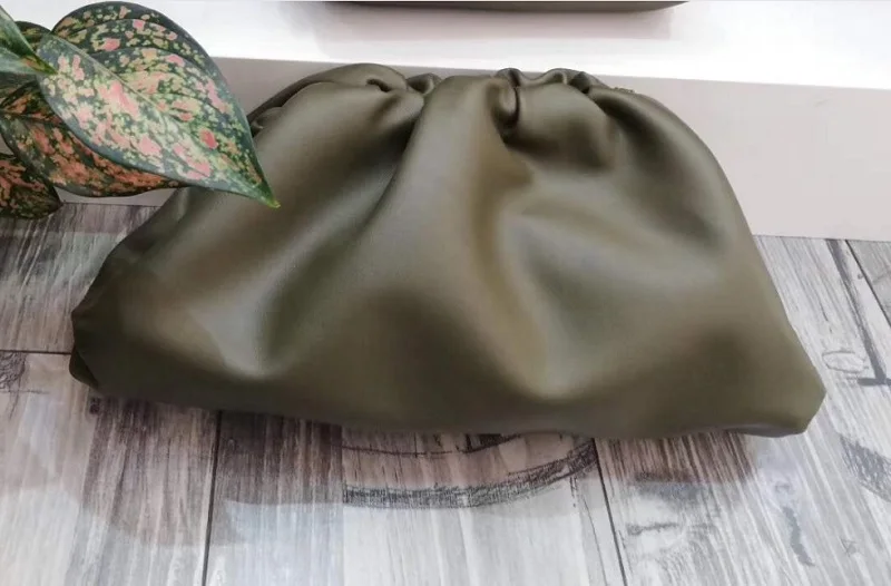 Дневной клатч, вечерние сумочки-конверты, женские большие сумочки с рюшами, кожаная сумочка, летняя сумка, белая, черная, зеленая - Цвет: Army Green