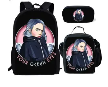 

3Pcs/Set Billie Eilish School Bags For Teenager Boys Girls Hip Hop Children School Backpack Rapper Women Casual Bag Kid Book Bag