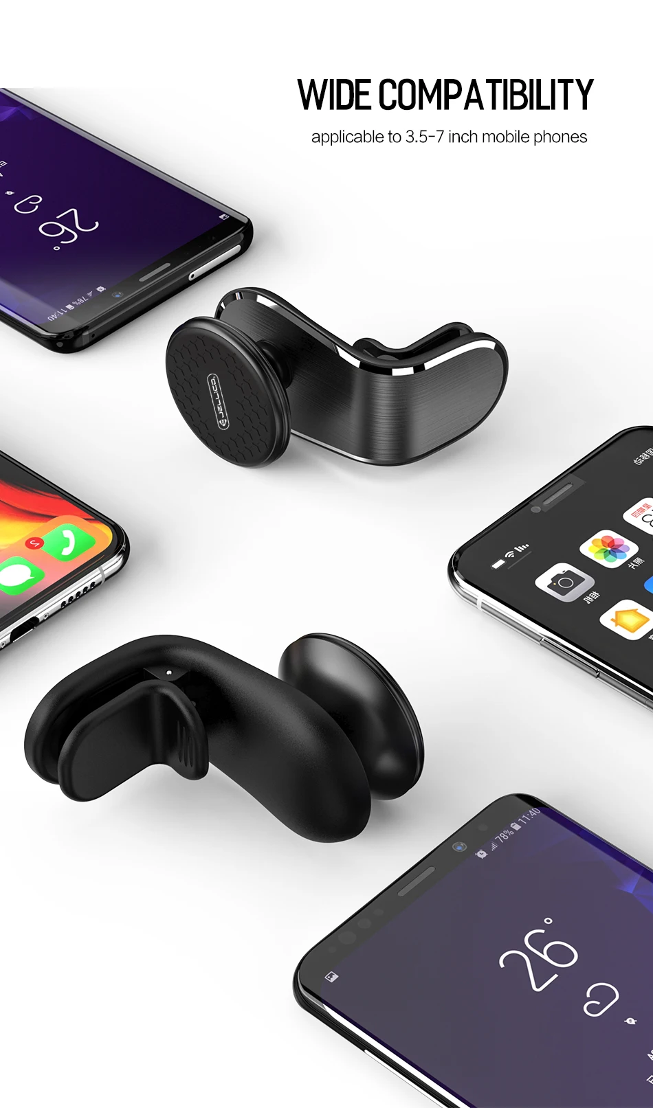 Jellico металлический магнитный автомобильный держатель для телефона iPhone, samsung, Xiaomi, huawei, автомобильный 360 магнитный держатель на вентиляционное отверстие для автомобиля, держатель для gps