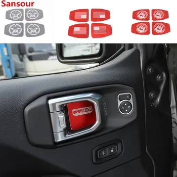 

Sansour for Jeep Wrangler JL 2018 Up Car Interior Door Handle Bowl Decoration Cover Trim Stickers Car Accessories Styling