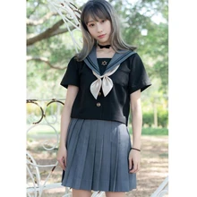School girl Uniform Pleated Skirt Tops Sets Japan Class Navy Sailor Uniforms Students Clothes Girls Anime COS Sailor Navy Skirts School girl Uniform Pleated Skirt Tops Sets Japan Class Navy Sailor Uniforms Students Clothes Girls Anime COS Sailor Navy Skirts