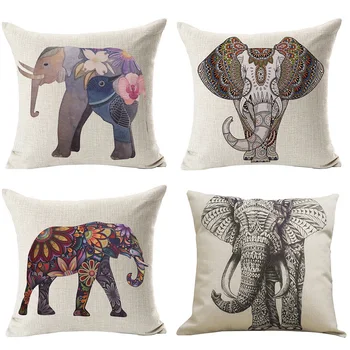

Pillow cover elephant decoration throw single-sided pattern home sofa 1pc square easy to clean