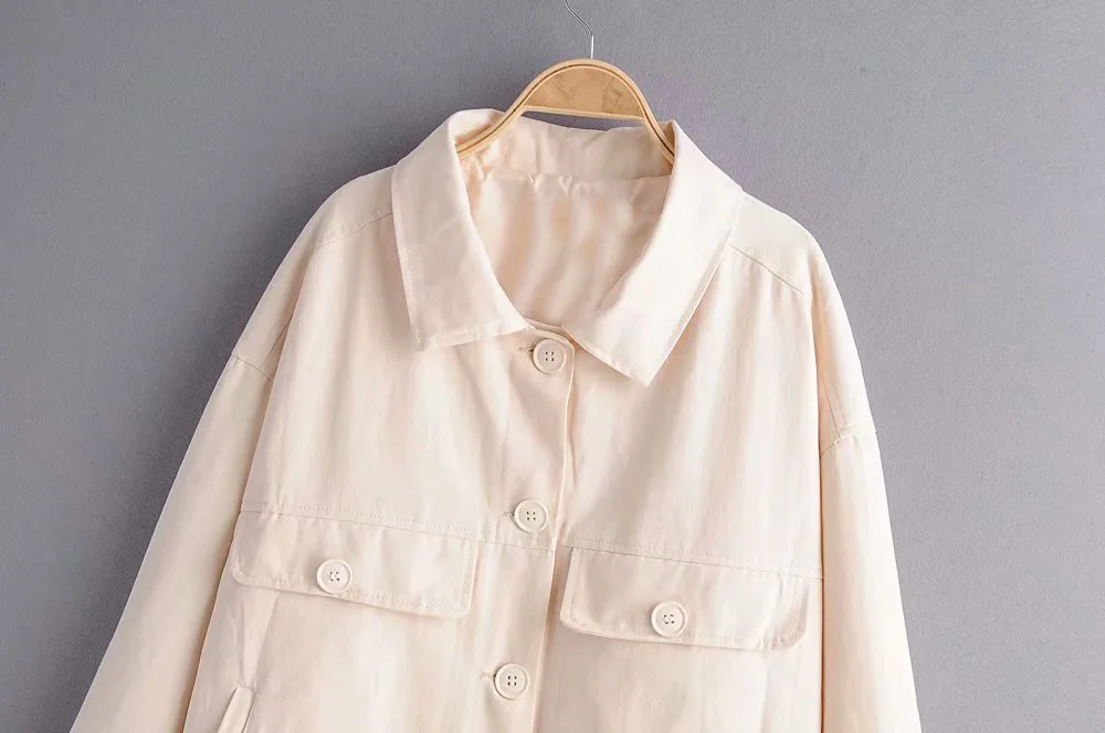 

Zar-8169 Korean-style WOMEN'S Wear 2019 Spring And Autumn New Style Simple by Age-Style Loose-Fit Fold-down Collar Workwear Coat