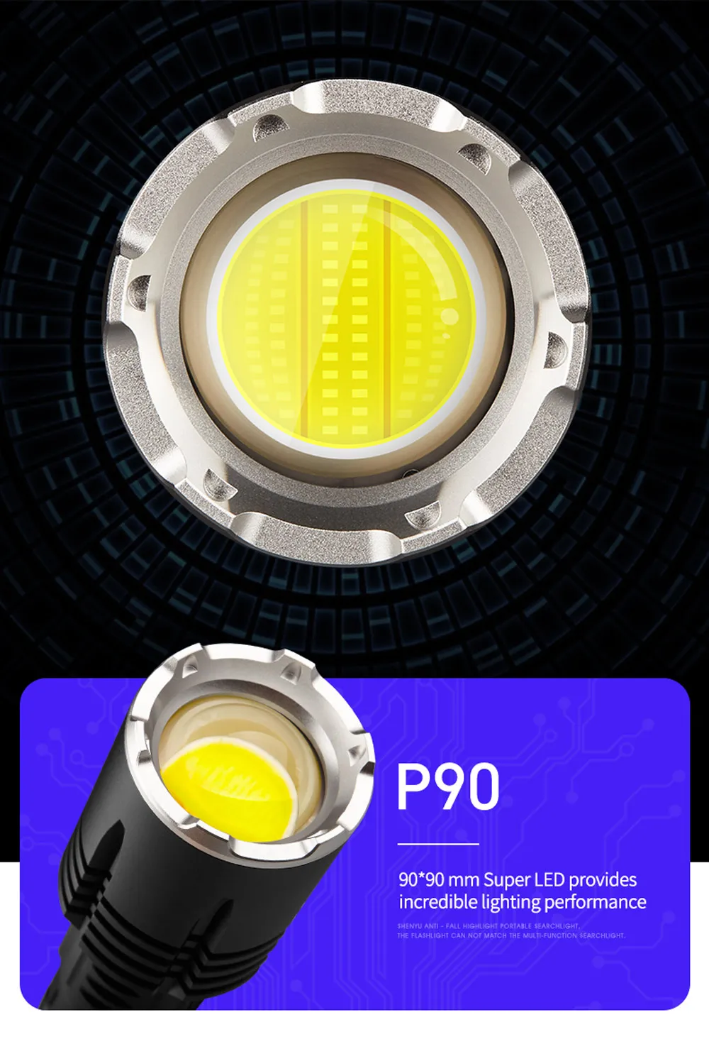 Супер яркий фонарик мощный светодиодный фонарь P90 тактический фонарь USB Перезаряжаемый Linterna водонепроницаемая лампа