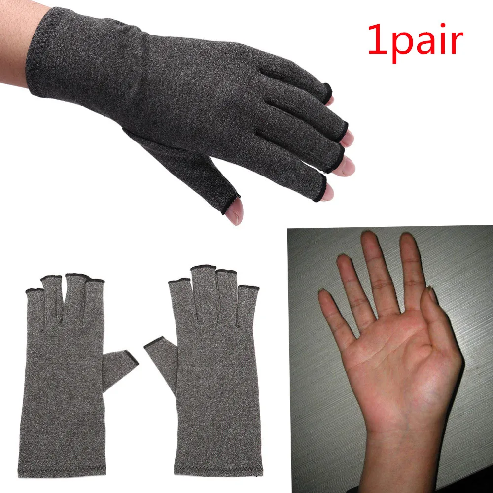 1Pair Anti Arthritis Copper Fingerless Gloves Brace Compression Men Women Circulation Grip Therapy Improves