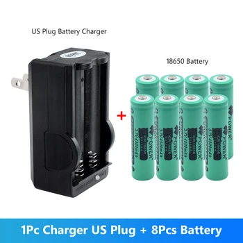 

8Pcs 18650 Battery Li-ion 3.7V 4500mAh Rechargeable For Torch +US/EU Plug Charger 8x Rechargeable 18650 Flashlight Battery 3.7V