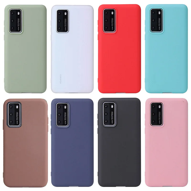 Simple Solid Color Ultrathin TPU Case For Huawei P40 Lite P30 Pro P20 P10 Selfie P9 mini P8 Phone Cover | Мобильные телефоны и