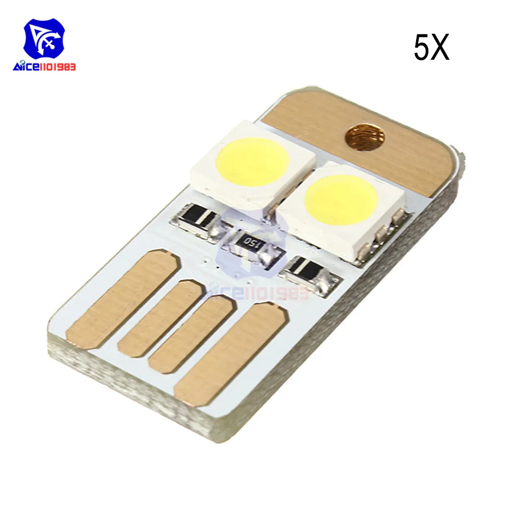 5 шт. супер мини USB светодио дный Night Light Белый модель двусторонняя сменный Питание лампа светодио дный брелок Портативный Новый