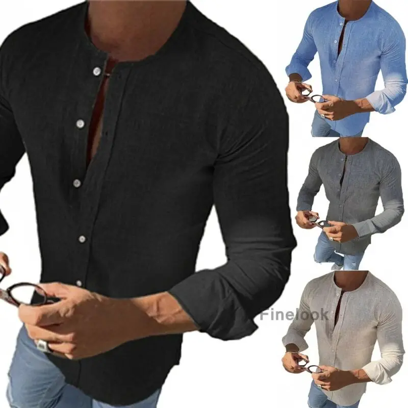 Мужская рубашка с коротким рукавом, с воротником и петлями, хлопковая, белая, черная, Однотонная рубашка, верхняя одежда