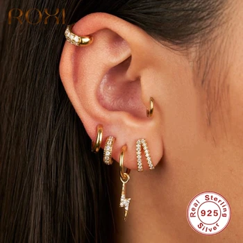

ROXI Luxury Double Circle Zircon Piercing Stud Earrings for Women Girls Wedding Earrings Jewelry 925 Sterling Silver Orecchini