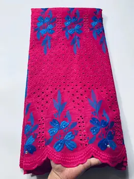 

Fuchsia embroidery cotton material African party Swiss voile lace fabric for party dress VCH45(5yards/lot) multi color
