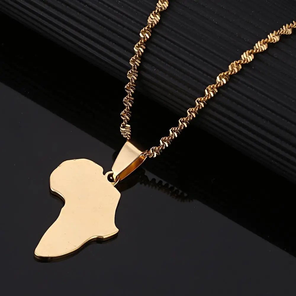 Stainless Steel Fashion African Map Pendant Necklace of Africa Chain Jewelry | Украшения и аксессуары