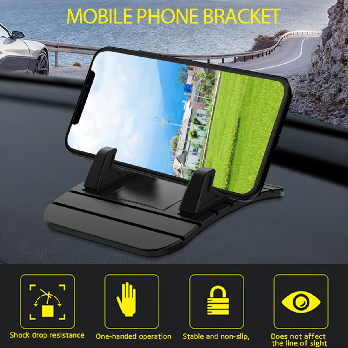 

Auto Car Dashboard Phone Holder Non-Slip Silicone Pad Universal Phone Mount Stand For Mobile Phone GPS Standâ€‹ Fixed Bracket