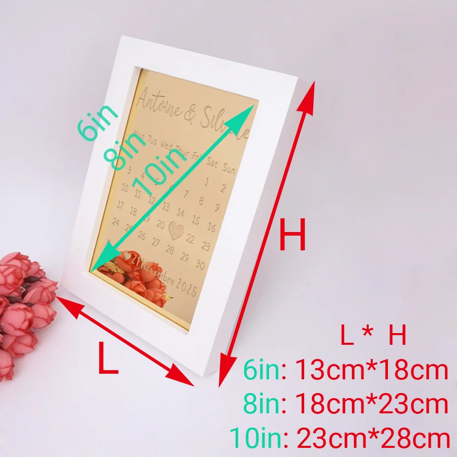 Personalized Party Decor Photo Frame With Acrylic Wedding Calendar Frame  Table Decoration Custom Bride Name Wooden & White Color - AliExpress