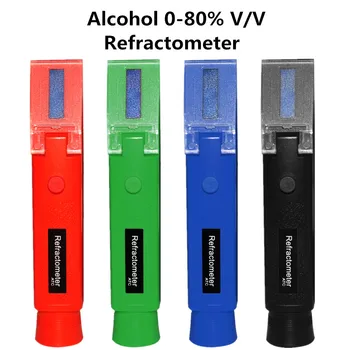 

Alcohol Detector Refractometer 0-80% V/V Portable 4 Colorful Alcohol Content Meter ATC Hydrometere Handheld Tool 30% off