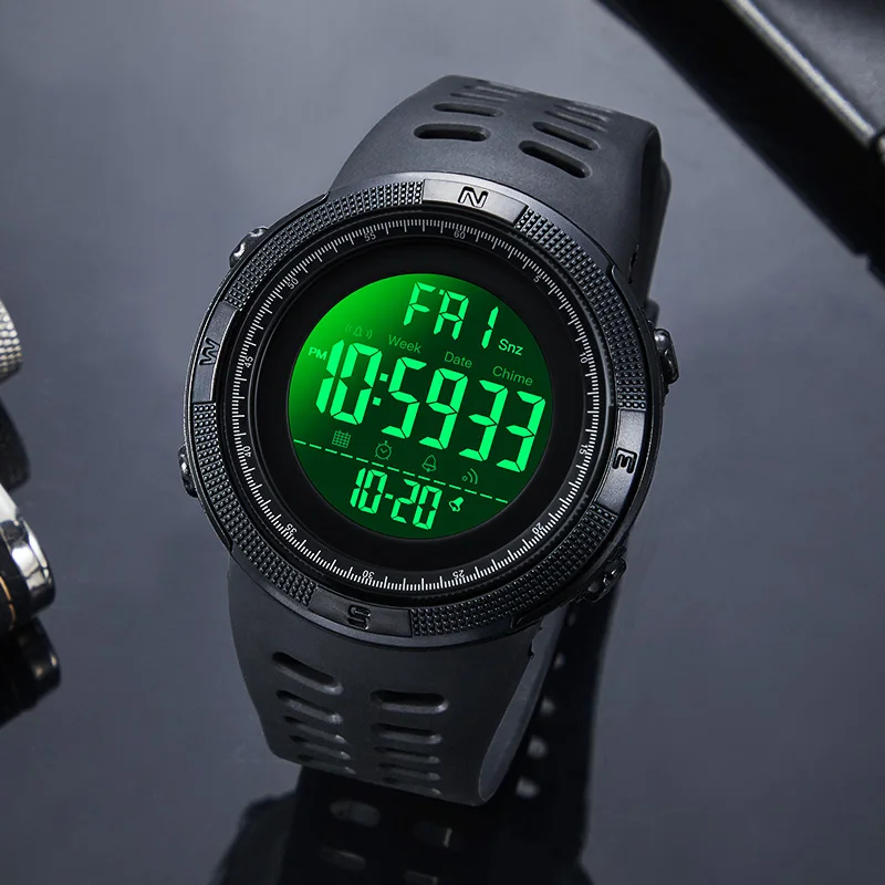 SKMEI Megmunkalás kültéri Sportág nézni férfiak többfunkciós watches riasztás Toronyóra chrono 5bar Vízhatlan esőköpény Digitális nézni reloj Hombre 1251