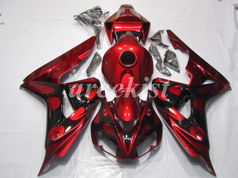 Топ литья под давлением ABS Обтекатели комплект подходит для CBR1000RR 2006 2007 06 07 1000 RR CBR1000 набор тела красный черный на заказ