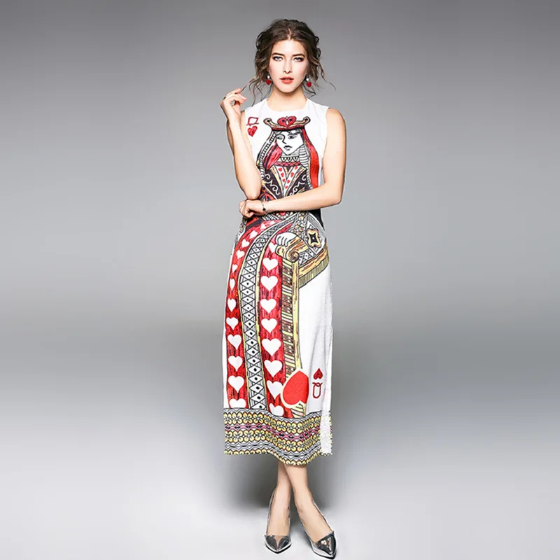 

Photo Shoot Ozhouzhan Origional Women's Dress 2018 Spring And Summer New Style Printed Crew Neck Waist Hugging Dress