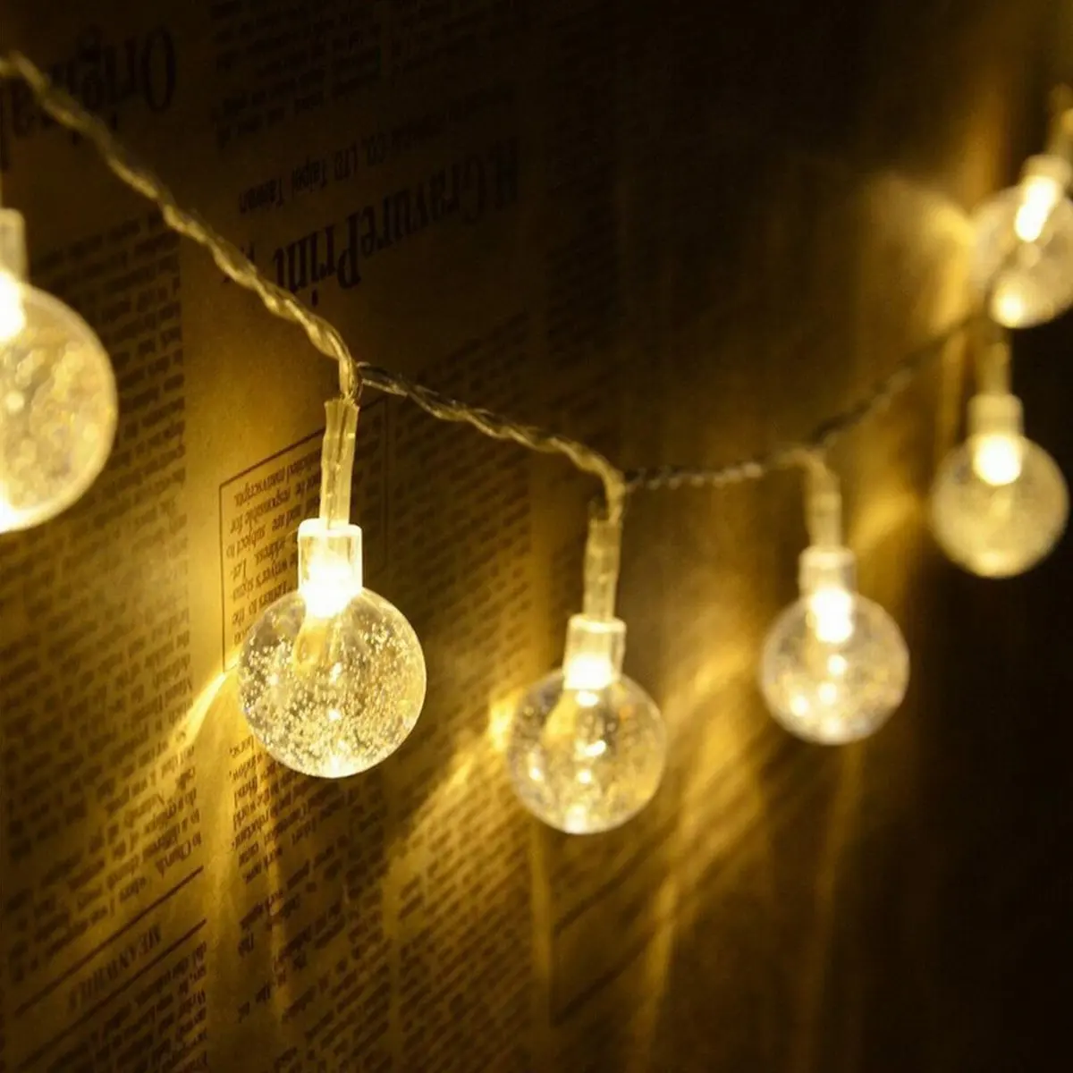 

LED String Lights Bubble Crystal Ball Lighting Chain INS GIRL'S Heart Room Decorative Lights Outdoor Christmas Ball Color Lighti