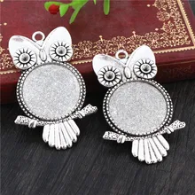 Новая мода 3 шт 25 мм Внутренний размер Антикварная Серебряная Сова Кабошон основа Установка Подвески(A4-30