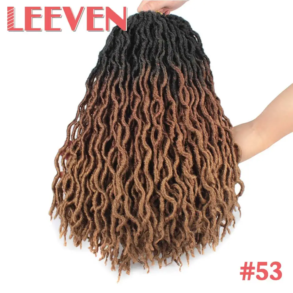 Leeven 20 дюймов богиня Faux Locs Curly накладные волосы на крючке, мягкое натуральное предварительно петли Locs синтетические накладные волосы на крючке, затененные косички, волосы на заколках - Цвет: #3