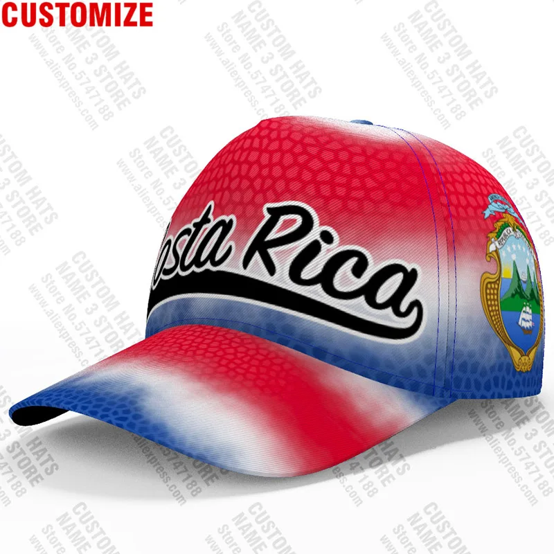 Costa Rica Baseball Caps Free 3d Custom Made Name Number Team Logo Cr Hats  Cri Country Travel Spanish Nation Rican Flag Headgear