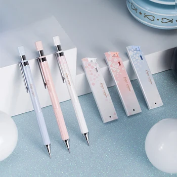 

6pcs/set Cherry Blossom Mechanical Pencil 0.5 Cute Pencil Refills Automatic Pencils Kawaii Stationery Office School Supplies