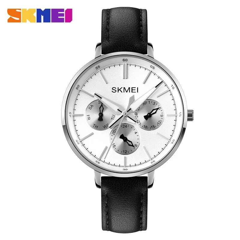 

SKMEI Women Watch Luxury Brand Casual Leather Quartz Chronograph Fashion Ladies Bracelet Watches Relogio Feminino Female