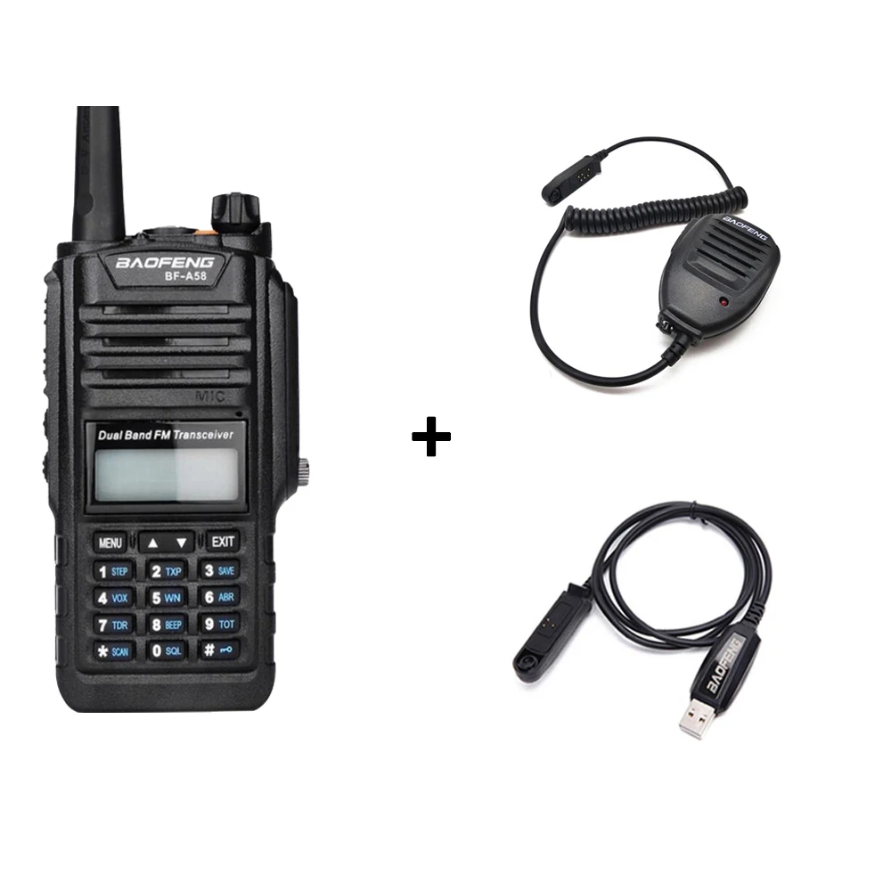 add cable mic Baofeng IP68 Водонепроницаемый BF-A58 128CH двухстороннее радио морской 5-15 км дальняя рация КВ трансивер охотничье радио - Цвет: add cable mic