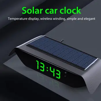 

4 In 1 Car Solar Clock Thermometer Luminous High-precision Electronic Watch Temperature Monitor Auto Clock for Car Decoration