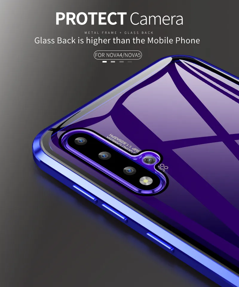 Nova 5i чехол для huawei Nova 5 Pro чехол с магнитным металлическим стеклом Nova 4 задняя крышка прозрачный Nova 5 чехол для huawei Nova 5i Funda