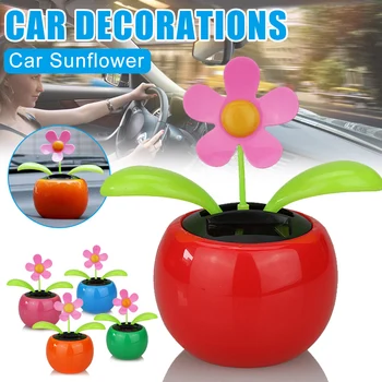 

New Car Decoration Sun Flower Solar Decoration Ornaments Automatic Swing Sun Flower Car Furnishing Articles