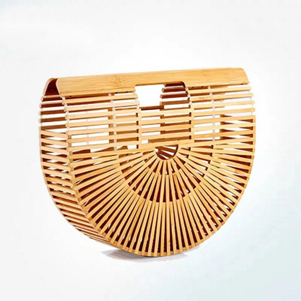 

Bamboo knitting Bag Women Hollow Out Handmade Handbag Eco Friendly Fashion Square Summer Beach Bag Home Decoration Accessories