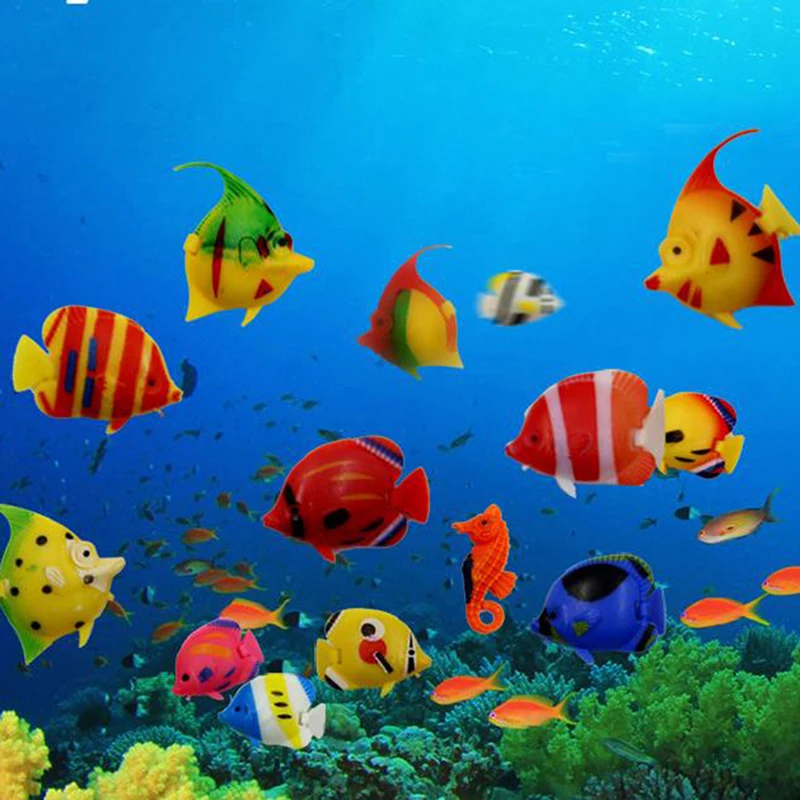 10pcs/lot Aquarium Landscaping Simulation Plastic Fish Fake Animal And Plant Decoration | Дом и сад