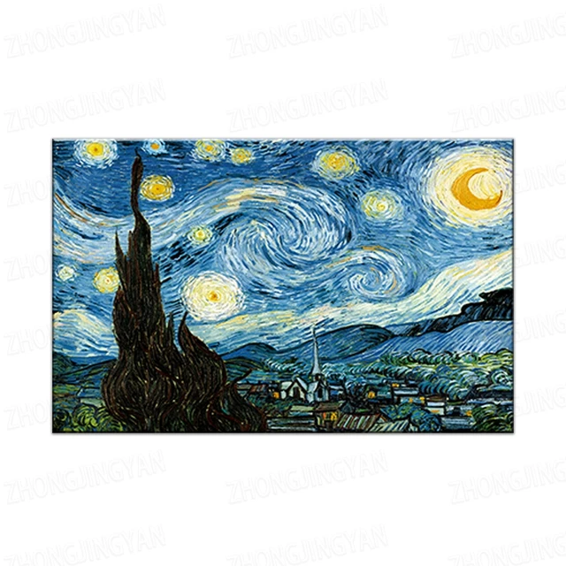 Starry Night by Vincent Van Gogh Famous Artist Art Print Poster Wall  Picture Canvas Oil Painting Home Wall Decor - AliExpress Home \u0026 Garden