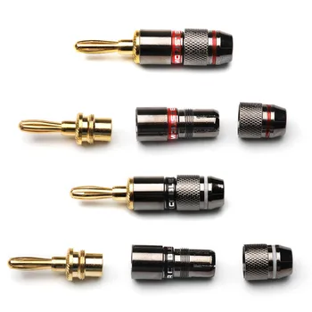 

4Pcs Banana Plug Gold Plated Head Terminals Monsters Speaker Adapter Screw Audio Video Connectors